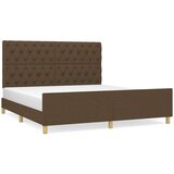  Okvir za krevet s uzglavljem tamnosmeđi 160x200 cm od tkanine | shoptok.hr