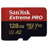 San Disk Extreme PRO microSDXC 128GB + SD Adapter do 200MB/s & 90MB/sA2 C10 V30 UHS-I U3 | Shoptok.si