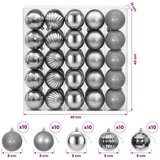  Set božićnih kuglica 50 kom. Siva 8 cm Polistiren - Siva | shoptok.hr