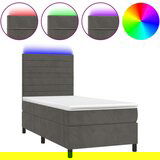  Box spring postelja z vzmetnico LED temno siva 100x200 cm žamet, (20726523) | Shoptok.si
