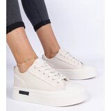 D/CEO marka niezdefiniowana Beige women's canvas sneakers on a platform Verinos | Shoptok.si