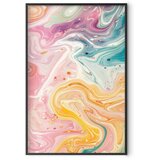  Plakat Colorful Chaos - dynamic shapes in shades of pink yellow and blue 29.7x42 Crni okvir | shoptok.hr