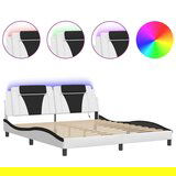  Okvir kreveta LED bijelo-crni 180 x 200 cm od umjetne kože | shoptok.hr