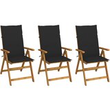 Maison Chic Zložljivi Vrtni Stoli - Stol za vrti 3 kosi z blazinami trden akacijev les JS2813, (21876513) | Shoptok.si