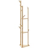 vidaXL Stojalo za plašče s kljukami in policami 39x33x166 cm Bambus | Shoptok.si