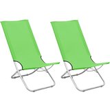 vidaXL Zložljivi stoli za na plažo 2 kosa zeleno blago, (20659988) Cene