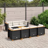 Maison Chic Seti vrtnega pohištva - Vrtna garnitura - Vrtni pohištvo set 8-delna z blazinami črn poli ratan, (21799093) | Shoptok.si