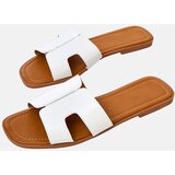  White flat-soled slippers with Sarini embossing | Shoptok.si