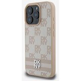 Dkny PU Leather Checkered Pattern and Stripe Zadní Kryt pro iPhone 16 Pro Pink Ovitek za telefon Vijolična | Shoptok.si