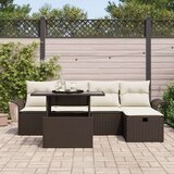  6-dijelni vrtni set sofa s jastučićima smeđi poli ratan | shoptok.hr