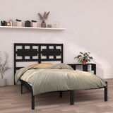 Maison Chic Posteljni okvir - Dvoposteljna postelja - Zakonska postelja črn iz trdnega lesa 140x190 cm-J14096, (21765098) | Shoptok.si