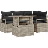  Set od 5 komada kutne sofe za vrt s jastučićima svjetlosivog poli ratana dvosed kutna sofa s jastučićima sivi poli ratan | shoptok.hr