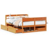 Maison Chic Posteljni okvir - Dvoposteljna postelja - Zakonska postelja brez vzmetnice voščeno rjav 140x190 cm borovina-J13407, (21775848) | Shoptok.si