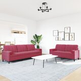  2-dijelni set sofa s jastucima crvena boja vina baršunasti | shoptok.hr