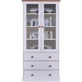 MID.YOU VITRINA, masivno bor bela, barve hrasta | Shoptok.si