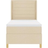 Box Postelja s podlogo in vzmetnico ter LED svetlobo Krem 80x200 cm Tkanina, (22049642) | Shoptok.si