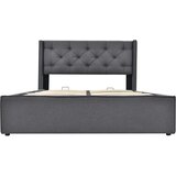 Lumor Oblazinjena postelja s predalom 160x200 cm iz bombažne tkanine – z letveno podlago – siva, (22150896) | Shoptok.si