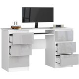 AKORD RAČUNALNIŠKA MIZA A-11 135 cm 6 Predalov BELE / METALNE SIJAJNE, (21702626) | Shoptok.si