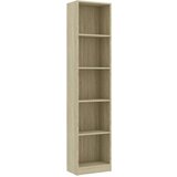 Furnova Knjižna omara 5-nadstropna sonoma hrast 40x24x175 cm inž. les, (21933012) | Shoptok.si