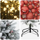  Umjetno božićno drvce s kuglicom 120 cm 150 LED lampica - Zelena i bijela 120 cm s LED-ima i crvenim lopticama | shoptok.hr