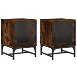 Furnova Nočna omarica s steklenimi vrati 2 kosa dim. hrast 35x37x50 cm, (21927513) | Shoptok.si