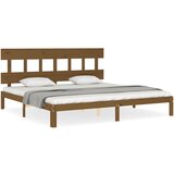 The Living Store Posteljni okvir z vzglavjem medeno rjav 200x200 cm trden les - Posteljni Okvir, (21525637) | Shoptok.si