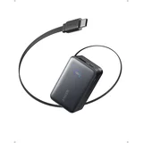 Nano Powerbank 45W 10.000mAh črna, 1x USB-C izhod, 1x USB-A izhod USB-C integriran retraktabilni kabel