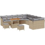  Vrtna garnitura - 13-dijelni set vrtnih sofa s jastučićima bež poli ratan akacija 3-dijelni set vrtne blagovaonice s jastučićim | shoptok.hr