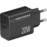  USB punjač Type-C fast charger, ESPERANZA QUICK POWER CHARGER 20W USB-C PD, BLACK, EZC104K | Eponuda.ba