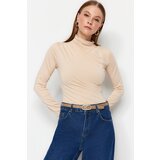 Trendyol Stone Gathered Detail High Neck Snaps Elastic Knitted Bodysuit | Shoptok.si