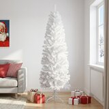  Umjetno vitko božićno drvce 240 cm PVC i čelik Bijela | shoptok.hr