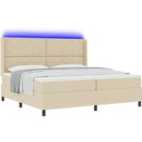 vidaXL LED Box Spring Krevet s madracem Krema 200 x 200 cm tkanina | shoptok.hr
