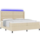 vidaXL Postelja s pomičnim dnom in ležiščem ter LED osvetlitvijo Krem 200x200 cm Tkanina, (22049608) | Shoptok.si