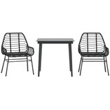 vidaXL Vrtni blagovaonski set od 3 dijela crni poliratan staklo - Crna Dužina stola 80 cm 2 | shoptok.hr