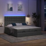 vidaXL Otomanski posteljni okvir z vzmetnicami siv 180x200 cm blago | Shoptok.si