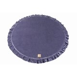 MeowBaby Okrogla igralna podloga z naborki 100 cm Funkcionalna talna podloga Igralna podloga za otroke, žamet, Sivo Modra, (21333740) | Shoptok.si
