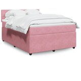 vidaXL Box spring postelja z vzmetnico roza 140x190 cm žamet | Shoptok.si