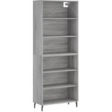  The Living Store Visoka komoda siva sonoma 69,5x32,5x180 cm inženirski les - Visoka Omarica, (21442084) | Shoptok.si