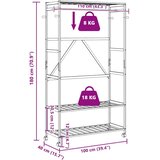  Stalak za odjeću s policama i kotačima 110x40x180 cm bambusa | shoptok.hr