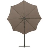  Konzolni suncobran sa stupom i LED svjetlima 300 cm smeđesivi | shoptok.hr