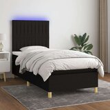  Box spring postelja z vzmetnico LED črna 80x200 cm blago, (20893656) Cene