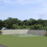 vidaXL Zunanja pasja ograda s streho srebrna 12x12x2,5 m pocink. jeklo | Shoptok.si
