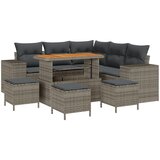 vidaXL 9-dijelni Vrtni Sofe Set S Jastučićima Siva Poli Ratan Akacija, 4-dijelni Vrtni Dinning Set S Jastučićima Siva Poli Ratan Akacija | shoptok.hr
