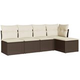  5-dijelni set vrtnih sofa s jastucima poliratan smeđi | Eponuda.com