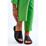 EVENTO PE1 Women's Leather Smooth Slippers Black Cerise | Shoptok.si