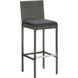  5-dijelni vrtni barski set od poliratana s jastucima sivi Siva 80 cm table length | shoptok.hr
