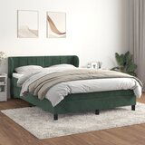 vidaXL Box spring postelja z vzmetnico temno zelen 140x190 cm žamet Cene