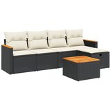 Maison Chic Seti vrtnega pohištva - Vrtna garnitura - Vrtni pohištvo set 6-delna z blazinami črna poli ratan, (21812781) | Shoptok.si