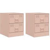  Noćni ormarići 2 kom ružičasti 34,5 x 39 x 44 cm čelični | Eponuda.com