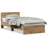 vidaXL posteljni okvir brez vzmetnice in naslona umetni hrast 90x200 cm | Shoptok.si
